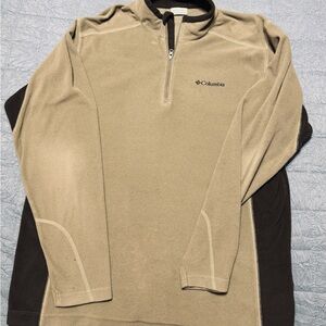 Columbia Beige and Brown Fleece Zipper Pullover